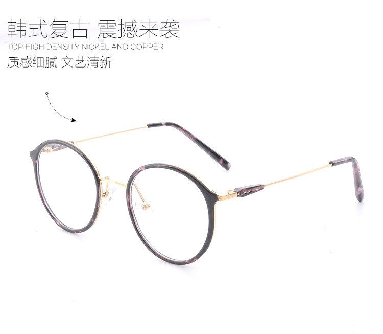 Kính tròn retro mới dành cho nữ siêu nhẹ kính gọng phiên bản Hàn Quốc của khung nhỏ màu đen tươi với miếng đệm mũi có thể được trang bị cận thị mat kinh hang hieu