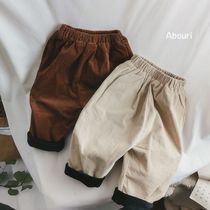 New fabric high sense Korean children plus velvet pants corduroy thickened radish pants 21 winter