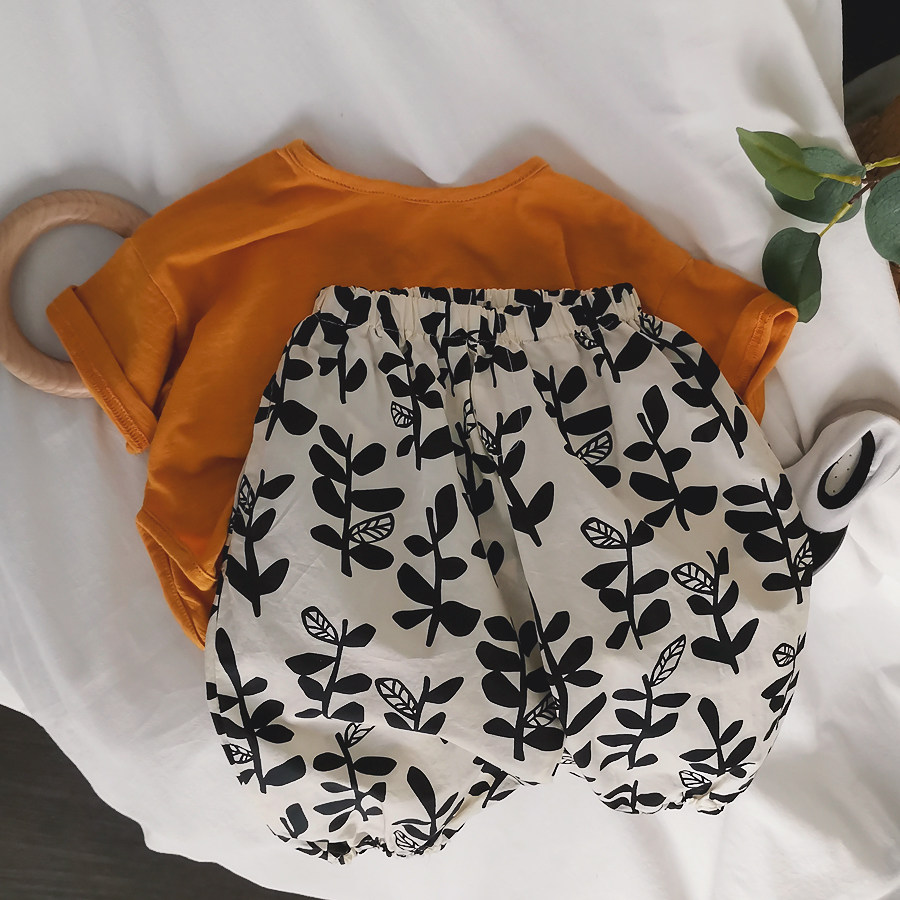 Great love vitality full ~ Korean children loose leaves crushed flowers and anti-mosquito pants male and female child light cage pants 2022 summer