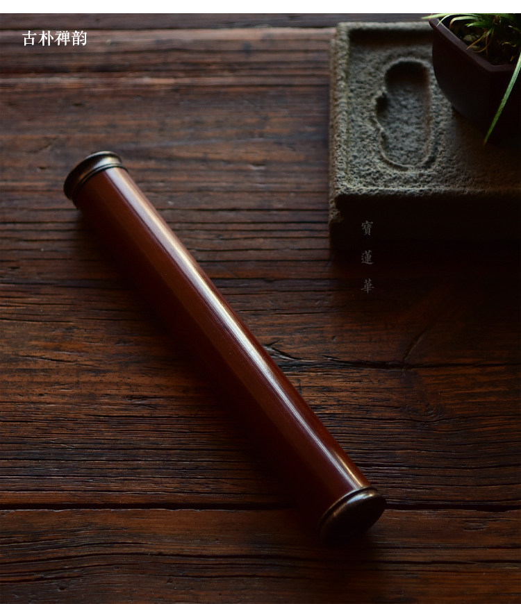 香筒　紅斑竹 流】煎茶道具 紅斑竹香筒 湘妃竹 箱付 IY748