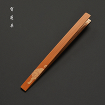 Yuan Jiangs handmade green bamboo carved Yuzhu tea clip bamboo tea cup clip tea ceremony bamboo clip Liu Junzi tea ceremony accessories