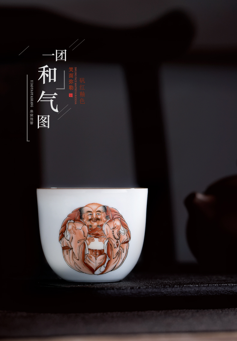 Jingdezhen ceramic tea set kung fu masters cup hand - made cups asked Buddha sample tea cup single CPU hand alum red cup