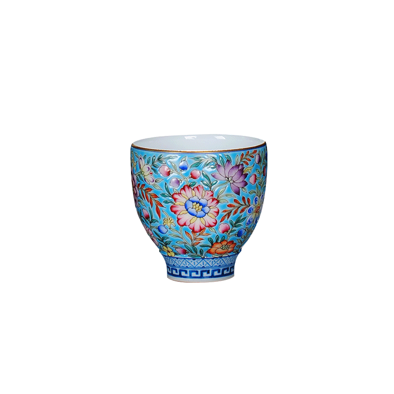 The Owl up jingdezhen tea colored enamel malachite green flower master CPU kunfu tea sample tea cup hand - made ceramic cup