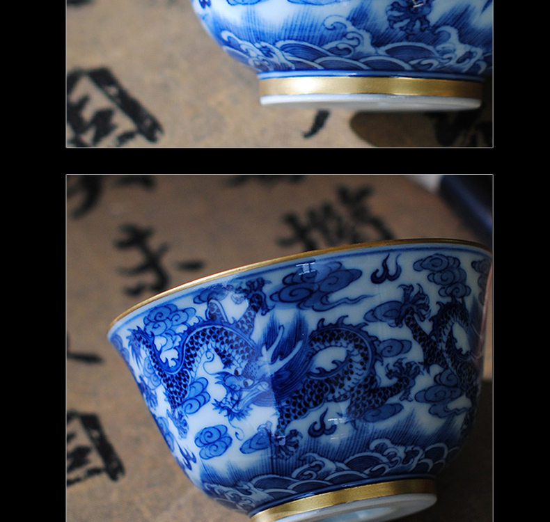 The Owl up jingdezhen blue and white see colour master dragon tea cup draw ceramic cups kung fu tea sample tea cup