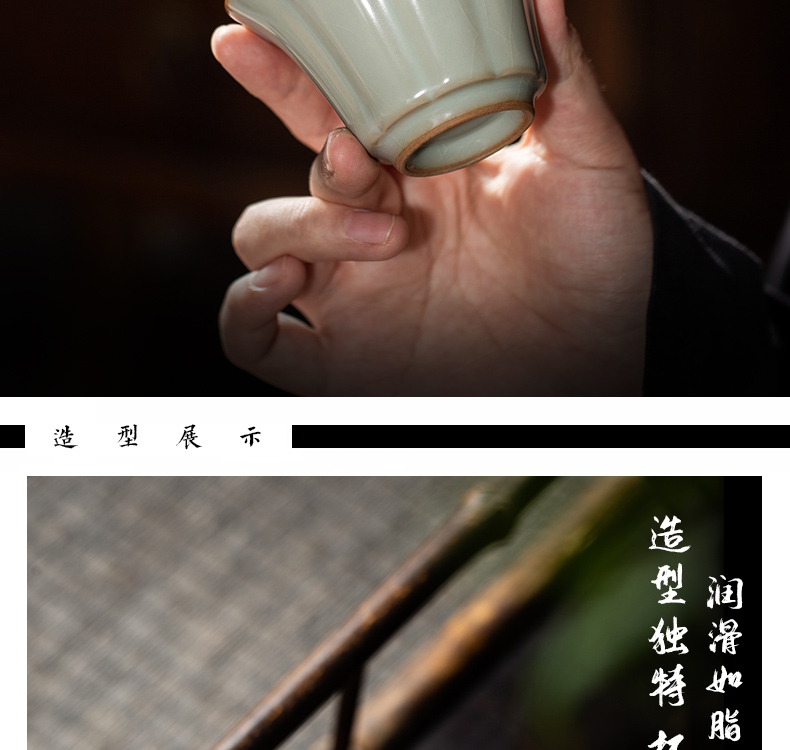 Owl up jingdezhen tea set your up manually open the slice porcelain glaze master cup single CPU kung fu tea cup flower cup