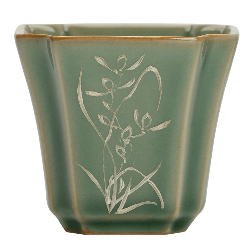 The Owl up jingdezhen tea set manually old name plum green square silver painting masters cup kunfu tea cups antique tea sets