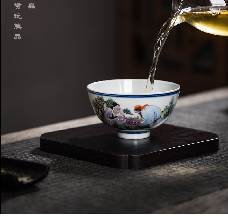 The Owl up jingdezhen famous works collection tea sample tea cup single cup calligraphy masters cup kung fu tea cups characters