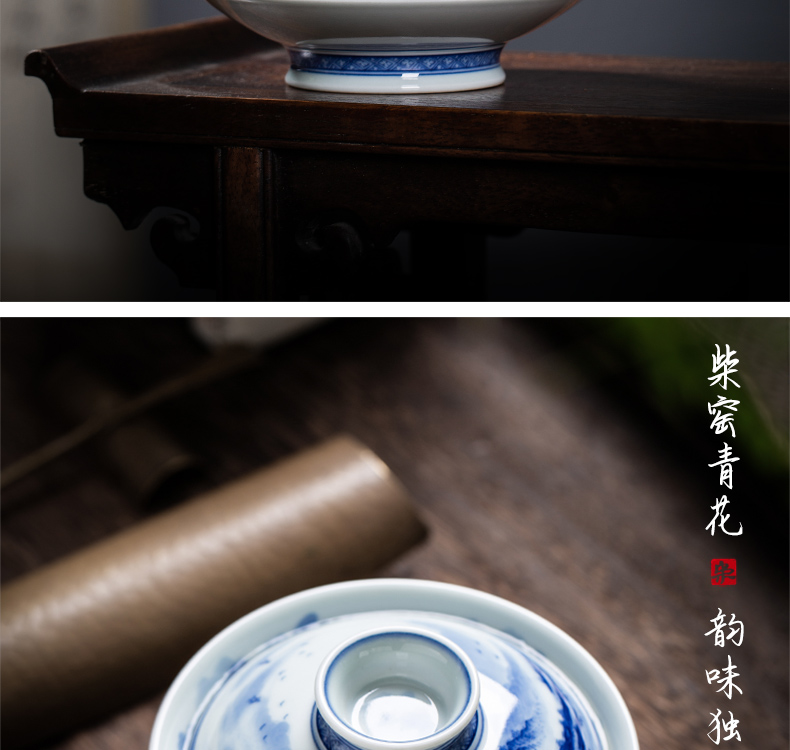 The Owl up jingdezhen blue and white landscape painting of ceramic tea set maintain burned hand tureen tea bowl cups of tea