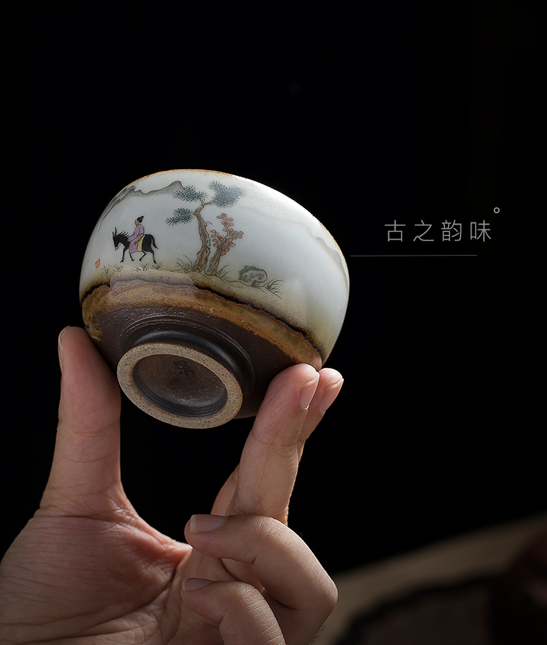 Jingdezhen ceramics by hand single CPU master cup your up coarse pottery scenery sample tea cup kung fu tea cups