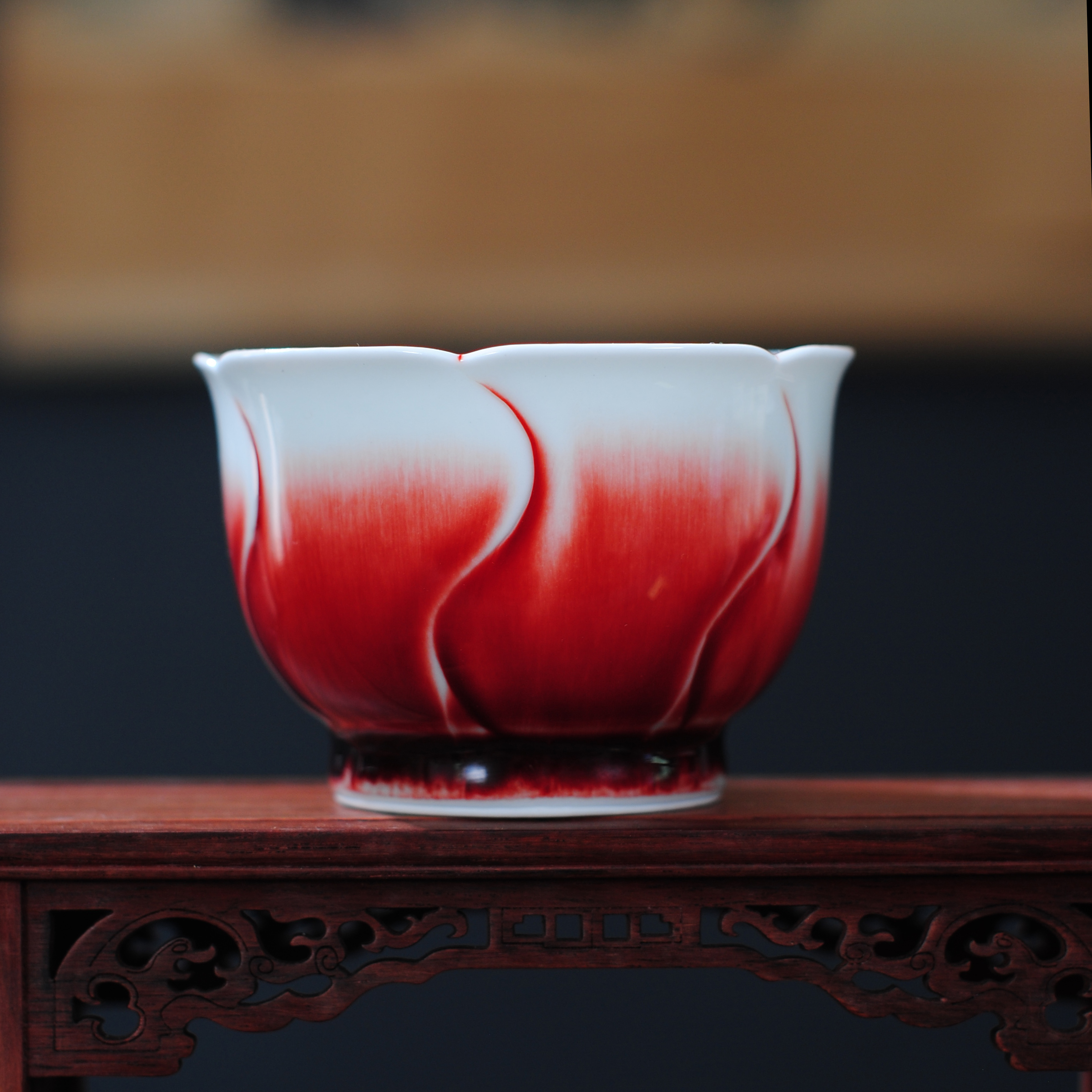 【 5.3 】 jingdezhen pure manual hand - made up LangHongKui masters cup