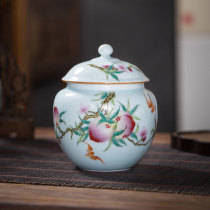 Jingdezhen hand ceramic jar of Jingdezhen cubic cube tea cans small round porcelain cans of antique porcelain