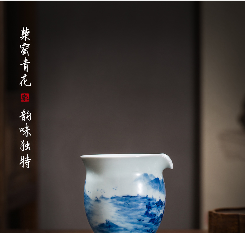 Blue and white landscape large owl up maintain heavy ceramic fair keller kung fu tea tea tea sea points, hand - made