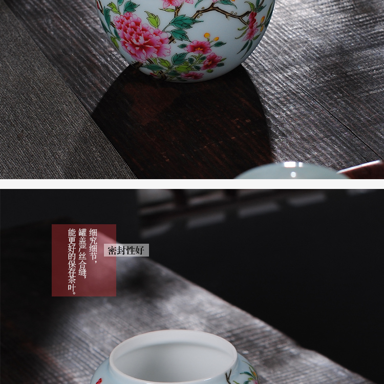 The Owl up of high - grade checking ceramic colored enamel tea boutique tea pot of green glaze peony tank cap decoration decoration