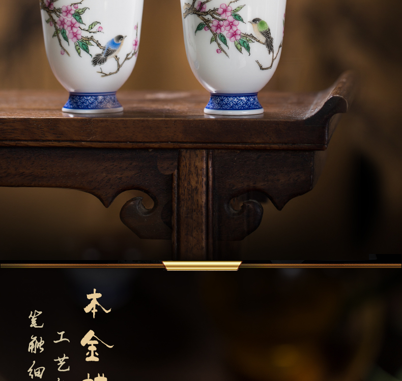 The Owl up jingdezhen tea set ceramic manual hand - made colored enamel painting of flowers and sniff masters cup sample tea cup kunfu tea