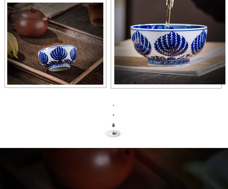 The Owl up jingdezhen hand - made of blue and white porcelain tea set painting of landscape master cup cup sample tea cup single cup tea cup