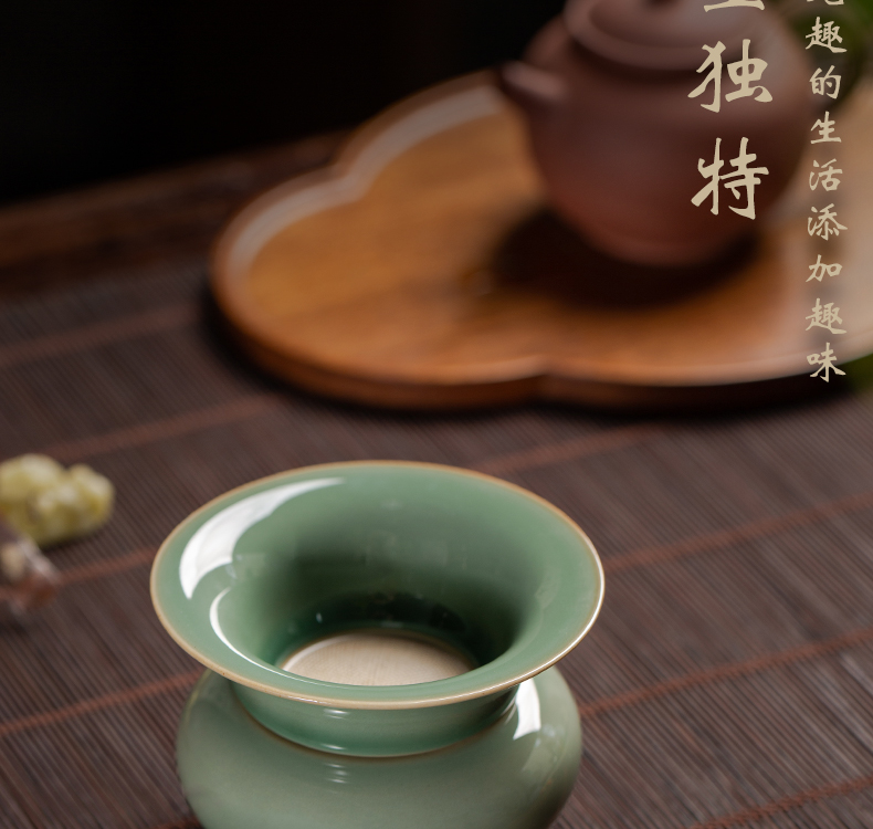 One - piece full checking ceramic owl up) filter kunfu tea accessories fair keller name plum green glaze tea set