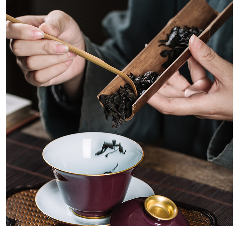 The Owl up with jingdezhen ceramic tea set high temperature color glaze of pure manual tureen three cups of kung fu tea tea bowl