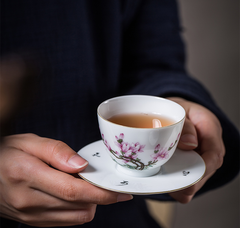 【 5.3 】 jingdezhen pure manual hand - made colored enamel yulan cup