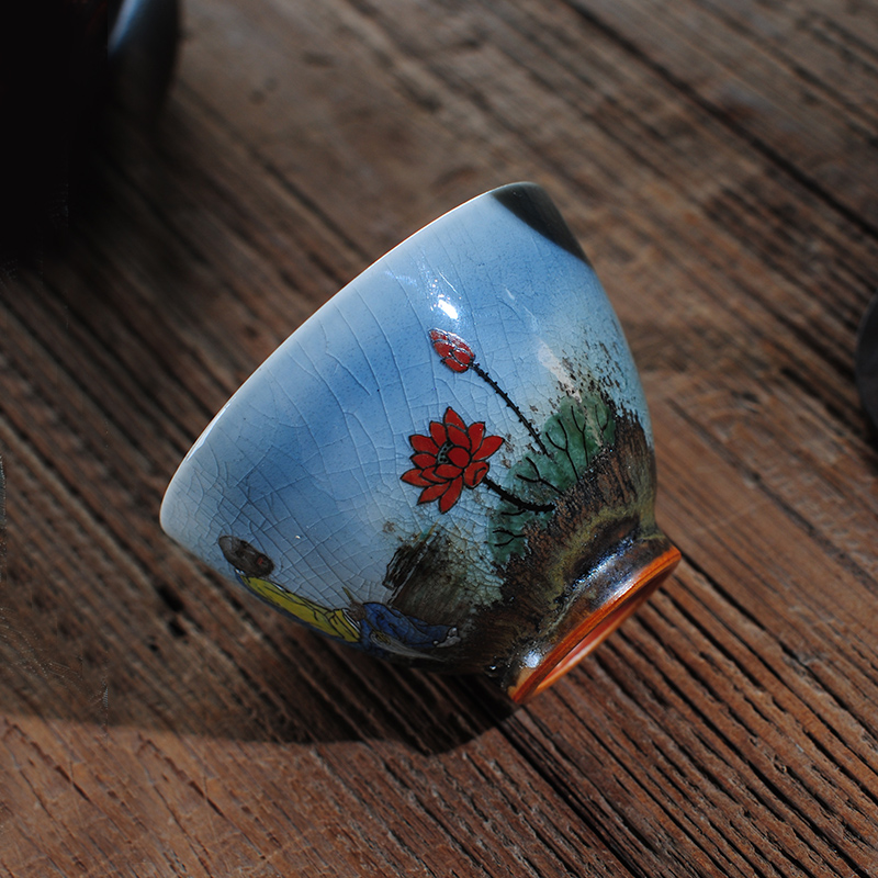 The Owl chai up up with jingdezhen tea sets variable glaze teacup dharma lohan crack glaze tea cup kung fu tea cups