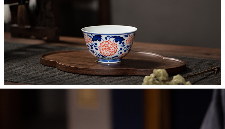 Owl up jingdezhen porcelain bound lotus flower painting of hand - made of kongfu master cup single cup tea classic design