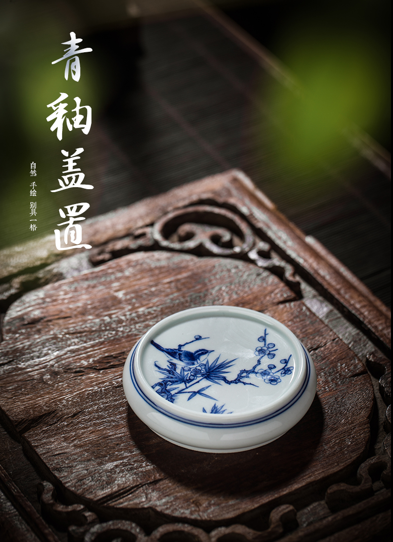 Hand made blue and white porcelain lid manually galate buy tea tea accessories with the name plum and the bamboo kingfishers tea furnishing articles