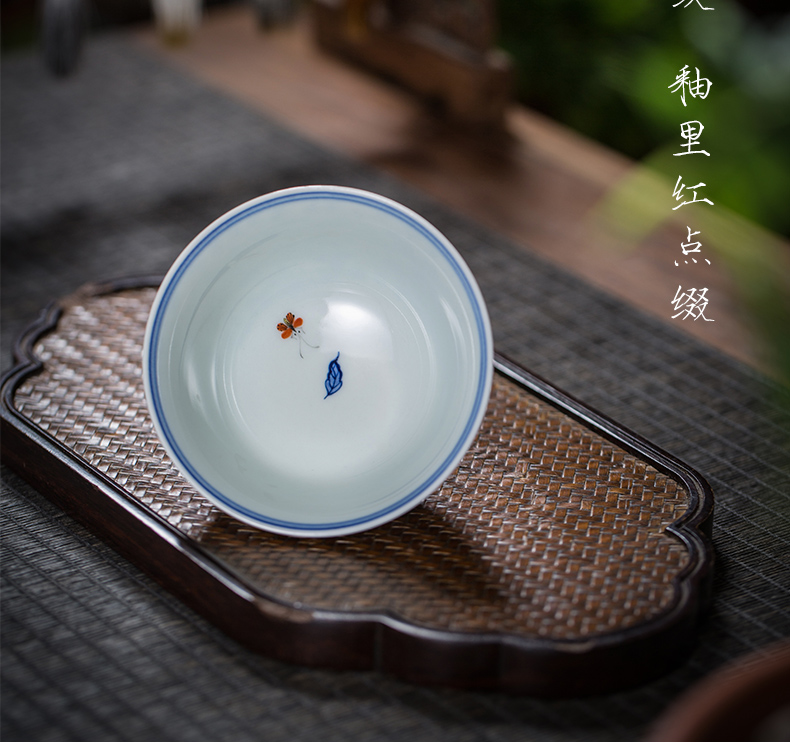 Owl up porcelain youligong hand - made chiba lotus lotus tea cup at upstream, triangle flowers pattern circle masters cup checking ceramic tea set