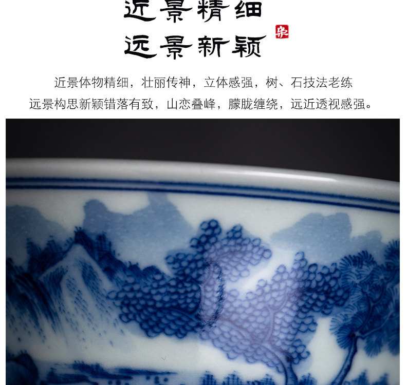 The Owl up jingdezhen blue and white landscape painting of ceramic tea set maintain burned hand tureen tea bowl cups of tea