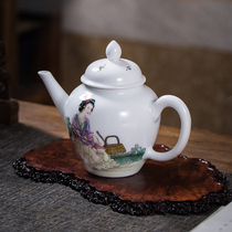 Jingdezhen tea pot hand - painted pot kung fu teapot pot handdrawn figure maid of the Shikun Kin Tea Town