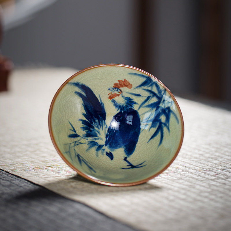 The Lord Kiln Artisanal ceramic Chai Kiln Tea Cup Kung Fu Master Cup Glazed the Painted View of the Town Tea Tea Pottery Clay Opening