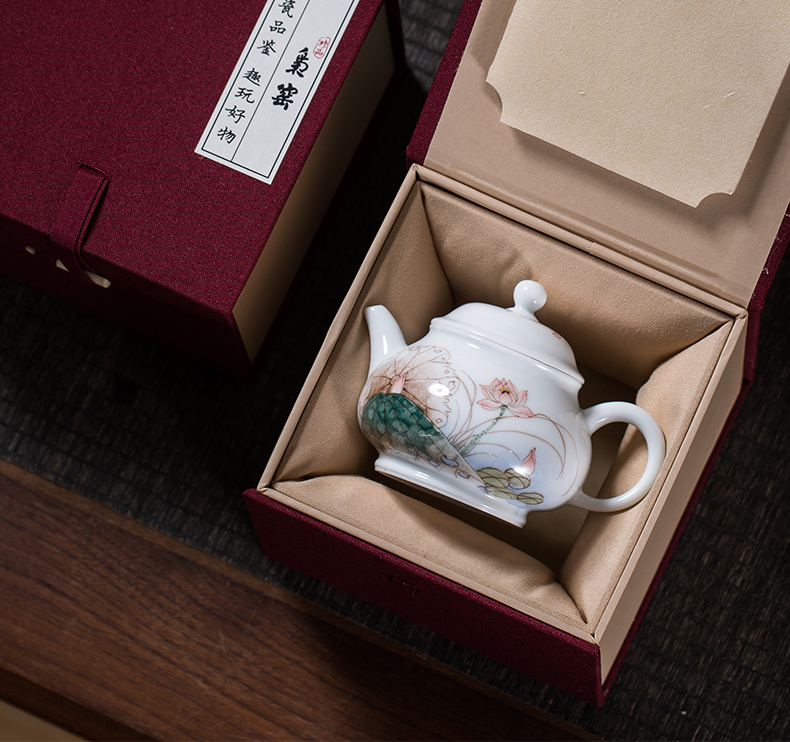 The Owl up with jingdezhen ceramic teapot tea by hand kung fu tea set under the glaze color flat belly hand - made lotus POTS