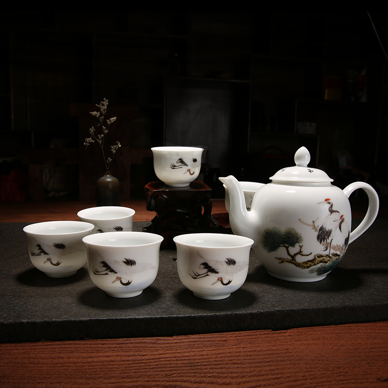 Jingdezhen ceramic tea set tea service of a complete set of hand - made of enamel teapot household kung fu tea cups