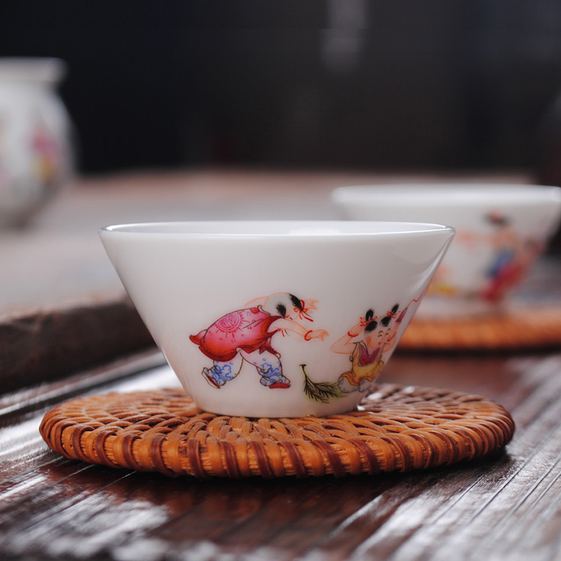 The Owl up with jingdezhen ceramic sample tea cup tea cups single CPU hand - made pastel kung fu tea set perfectly playable cup