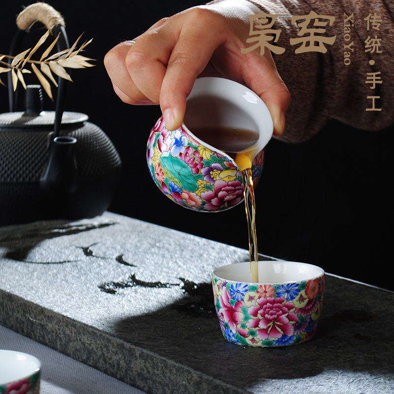 Jingdezhen ceramics by hand kung fu tea tea tea sea points fair hand colored enamel cup tea accessories