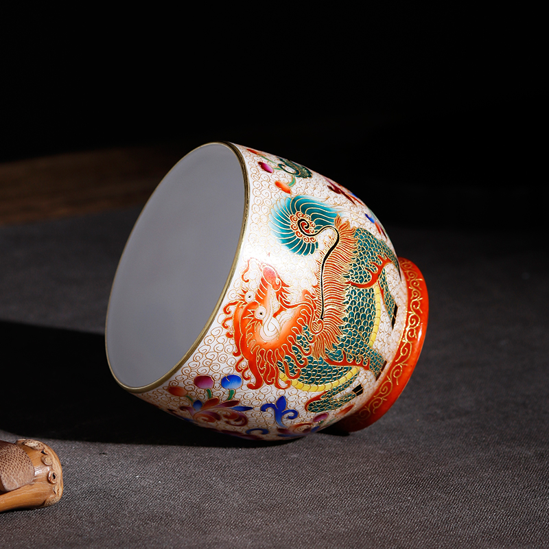 Jingdezhen ceramic tea set hand - made gold thread has masters cup kung fu tea cups golden lion colored enamel sample tea cup