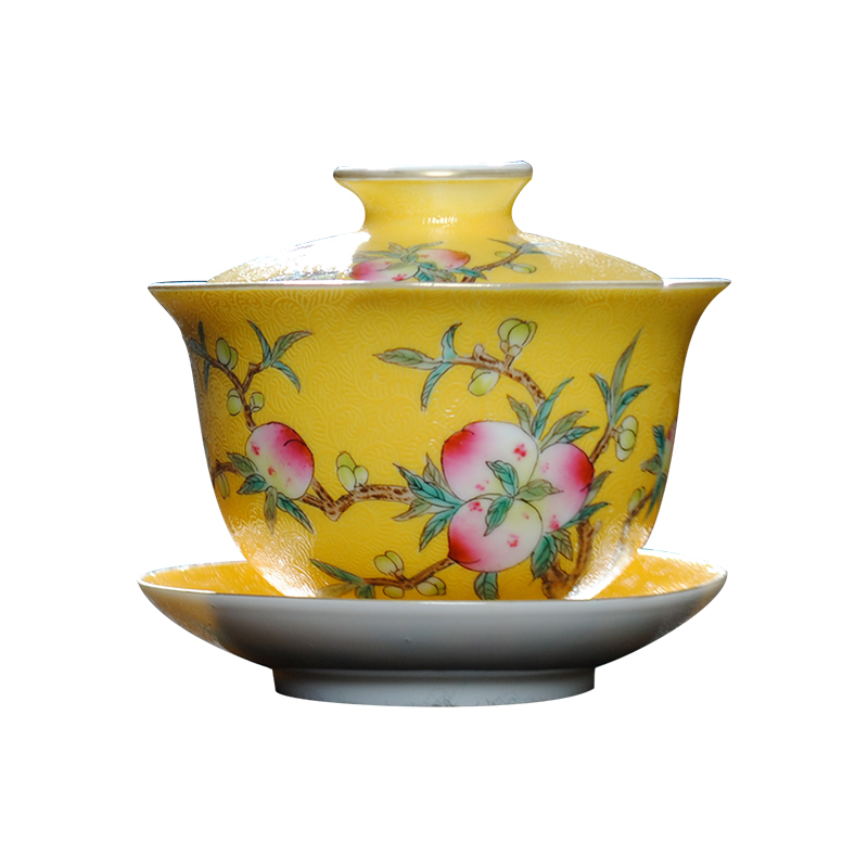 Jingdezhen ceramic manual pick flowers only sample tea cup three tureen kung fu tea cups suit pastel peach bowl