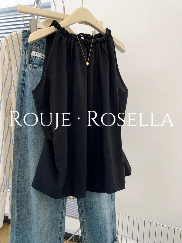 French Rouje Rosella ⭐ Retro Style Black Halter Neck Camisole Women's Summer Sleeveless Top French Rouje Rosella ⭐ Retro Style Black Halter Neck Camisole Women's Summer Sleeveless Top