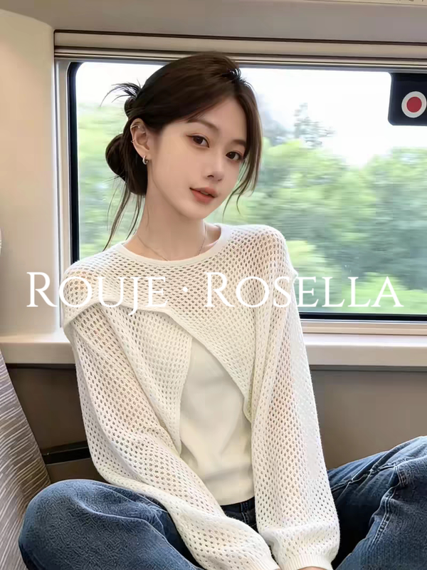 French Rouje Rosella Is so Beautiful ⭐ Hollow Knitted Blouse Women's Vest Layered Two-Piece Top French Rouje Rosella Is so Beautiful ⭐ Hollow Knitted Blouse Women's Vest Layered Two-Piece Top