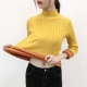 Cộng thêm áo len nhung dày chạm đáy áo len nữ mới thiết lập mùa đông dài tay nửa cổ cao thon gọn đoạn ngắn ấm áp áo len nữ