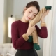 Cộng thêm áo len nhung dày chạm đáy áo len nữ mới thiết lập mùa đông dài tay nửa cổ cao thon gọn đoạn ngắn ấm áp áo len nữ