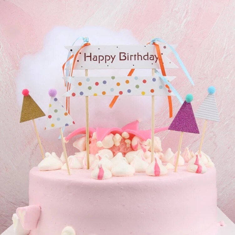 Creative DIY baking cake decoration flag pennant ribbon banner happy birthday dessert table
