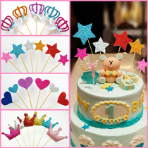 Star love 6-piece cake plug card plug flag with toothpick cake decoration star plug card 6 colors optional