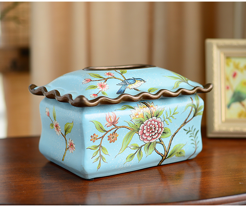 American Chinese style restoring ancient ways tissue boxes sitting room decorative furnishing articles European - style bedroom ceramic napkin paper carton