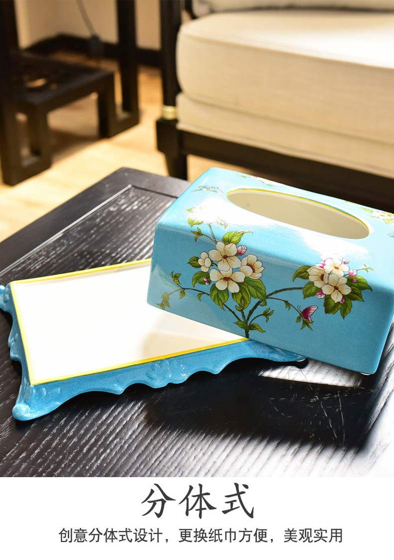 Europe type restoring ancient ways of new Chinese style dining - room sitting room tea table as ceramic pump cartons American household adornment tissue box furnishing articles