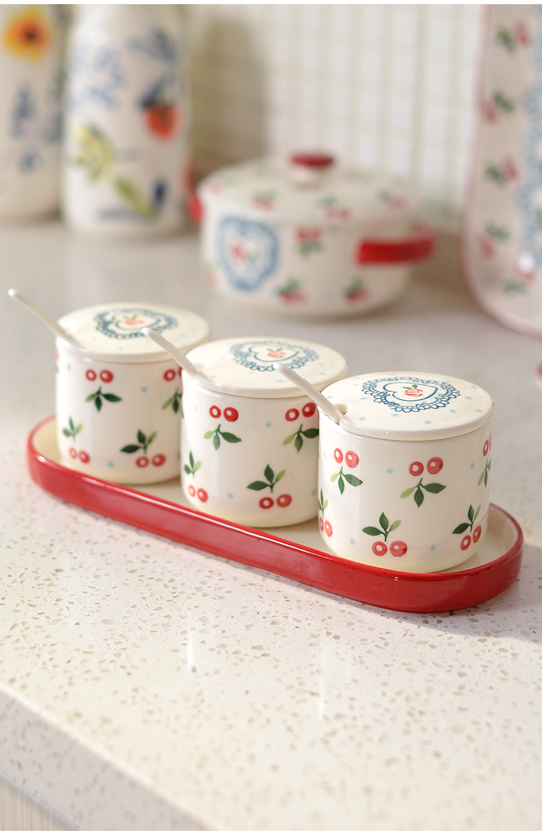 Ceramic flavor pot furnishing articles sauce seasoning box of kitchen home decoration household salt shaker set decoration