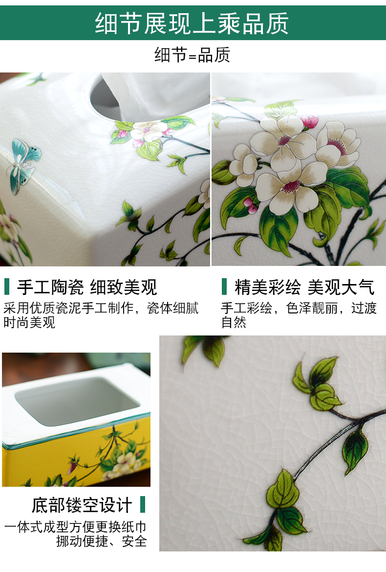 New Chinese style ceramic pump cartons household American desktop paper suction boxes sitting room adornment napkin tissue box furnishing articles