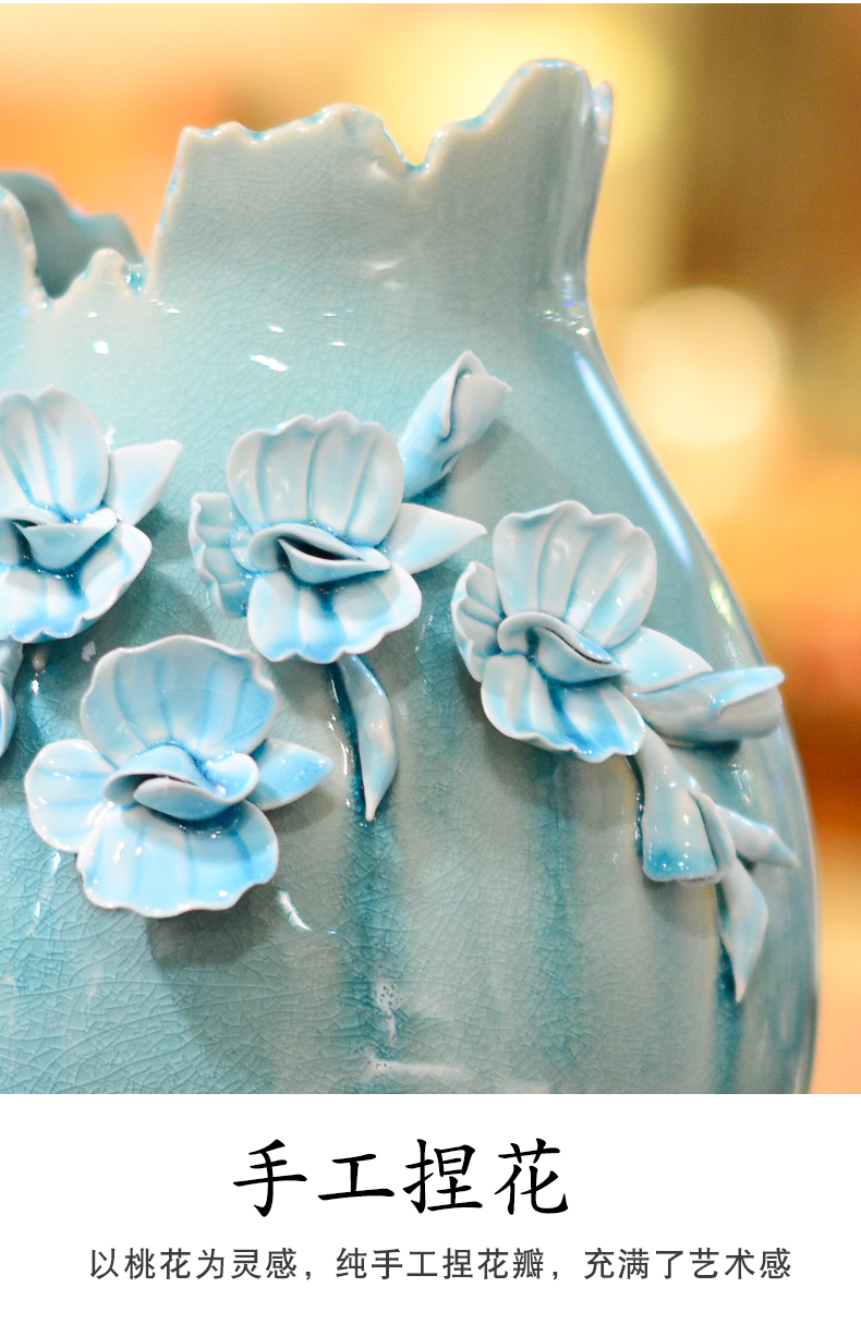 Manual blue vase ceramic dry flower arranging flowers is I and contracted sitting room adornment European flower arranging sets of decorative furnishing articles