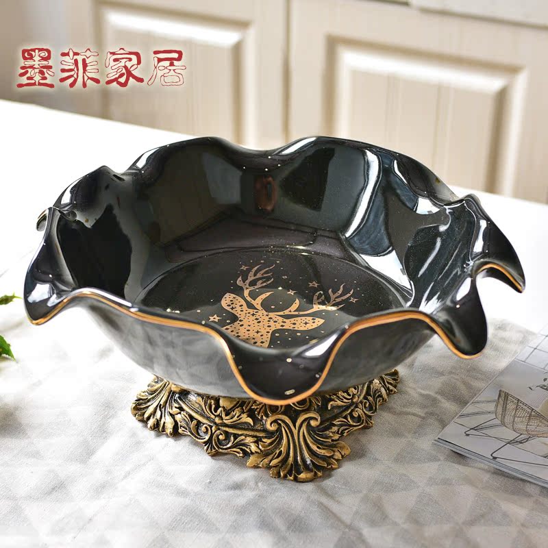 Modern light ceramic fruit bowl large key-2 luxury European - style key-2 luxury American tea table sitting room decorate restoring ancient ways the receive furnishing articles