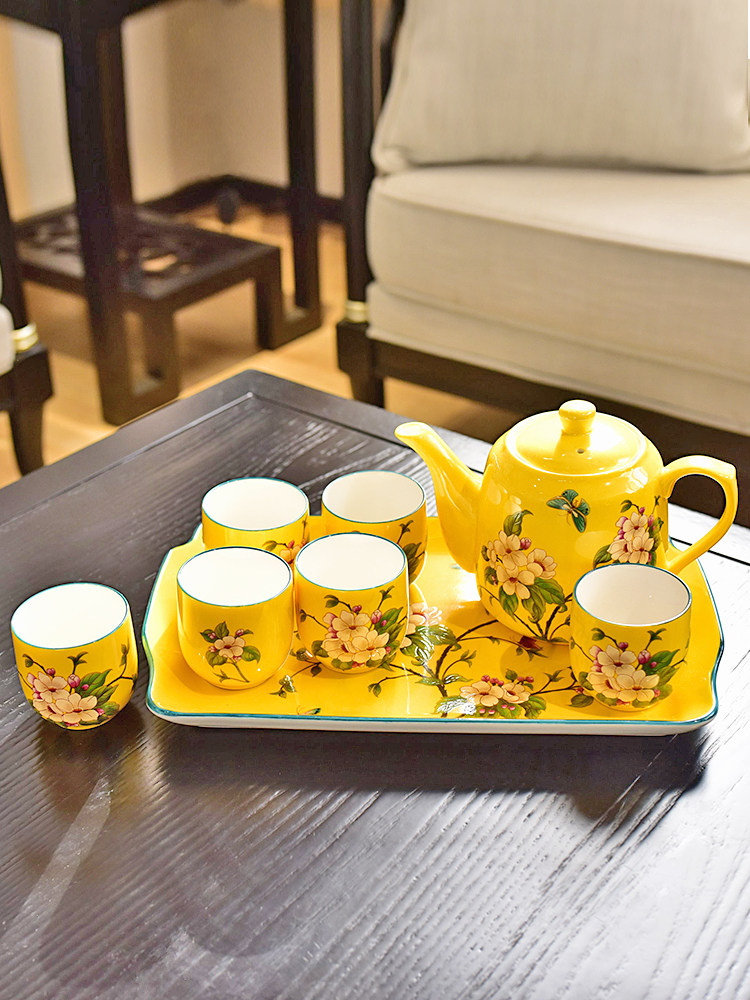 American ceramic tea set New Chinese Teapot Afternoon tea Coffee set Cold water pot tray Living room tea table ornaments