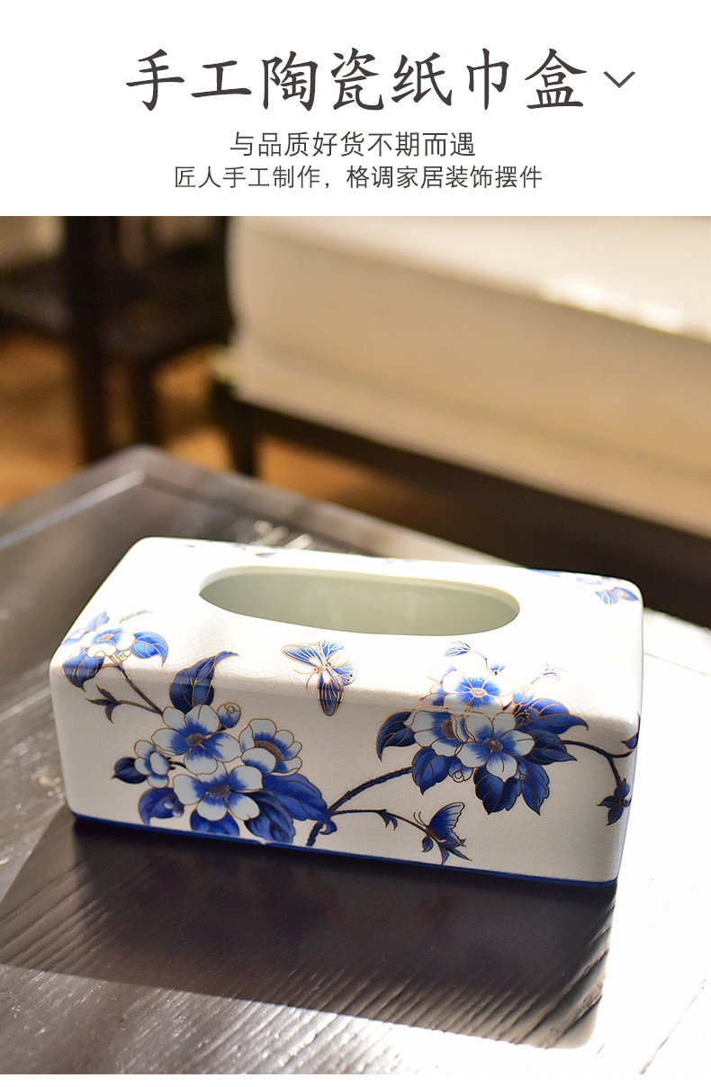 New Chinese style restoring ancient ways ceramic tissue box smoke box American home restaurant table sitting room tea table with decorative furnishing articles