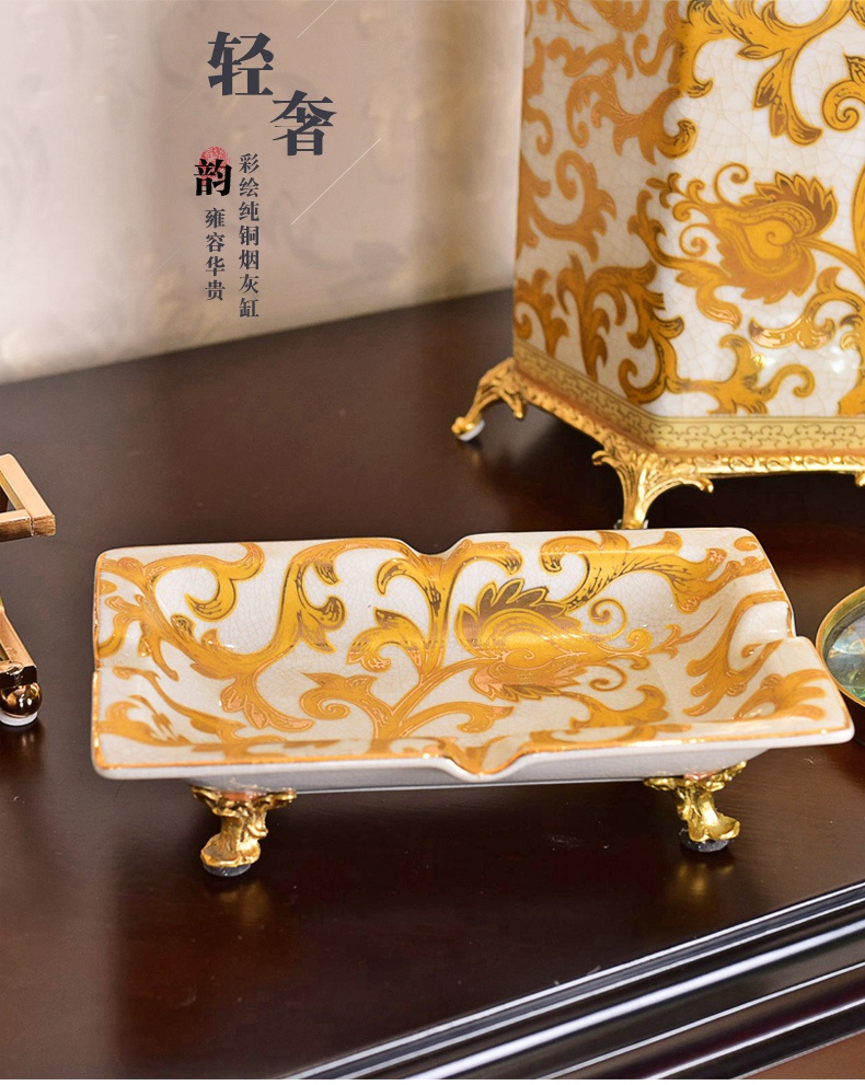 New Chinese style creative ceramics with high - end cooper move cigar ashtray key-2 luxury office sitting room home furnishing articles